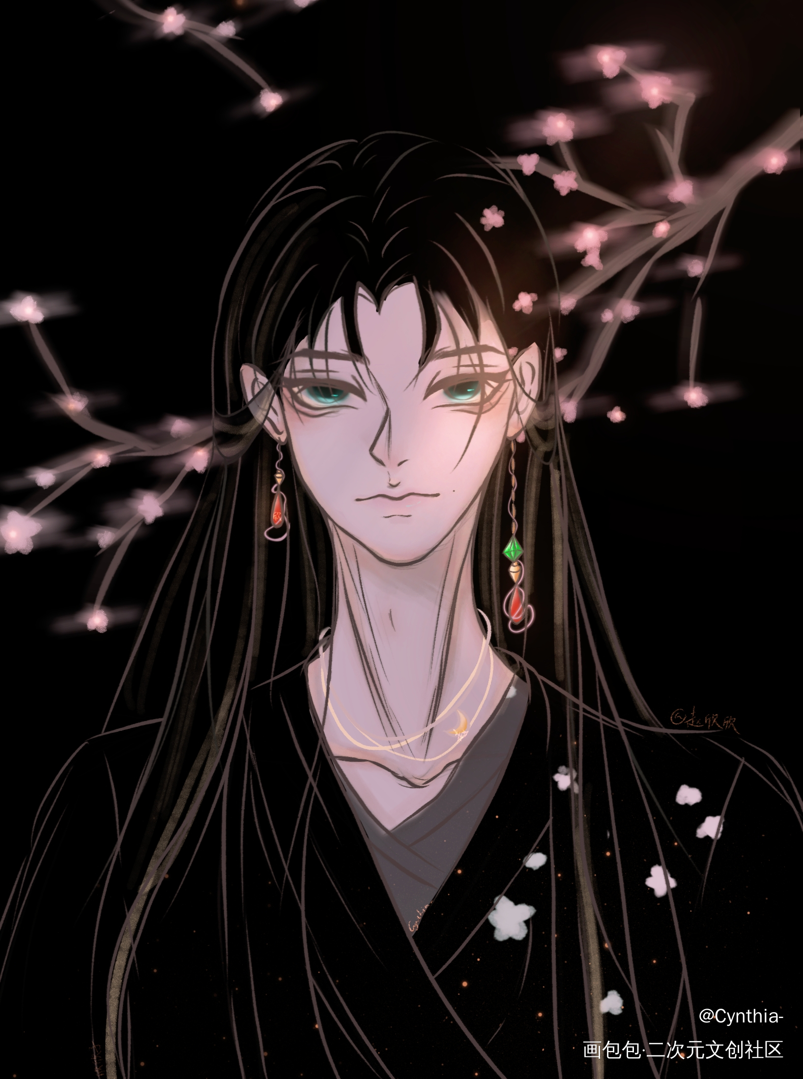摸鱼古风美男～_古风摸鱼板绘绘画作品