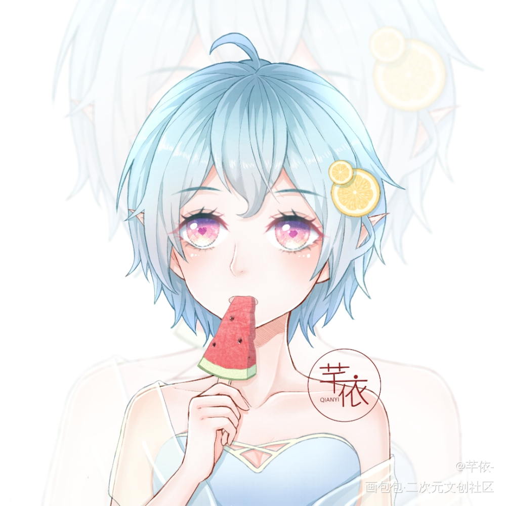 夏日小精灵_平涂日系我要上首推头像绘画原创绘画作品