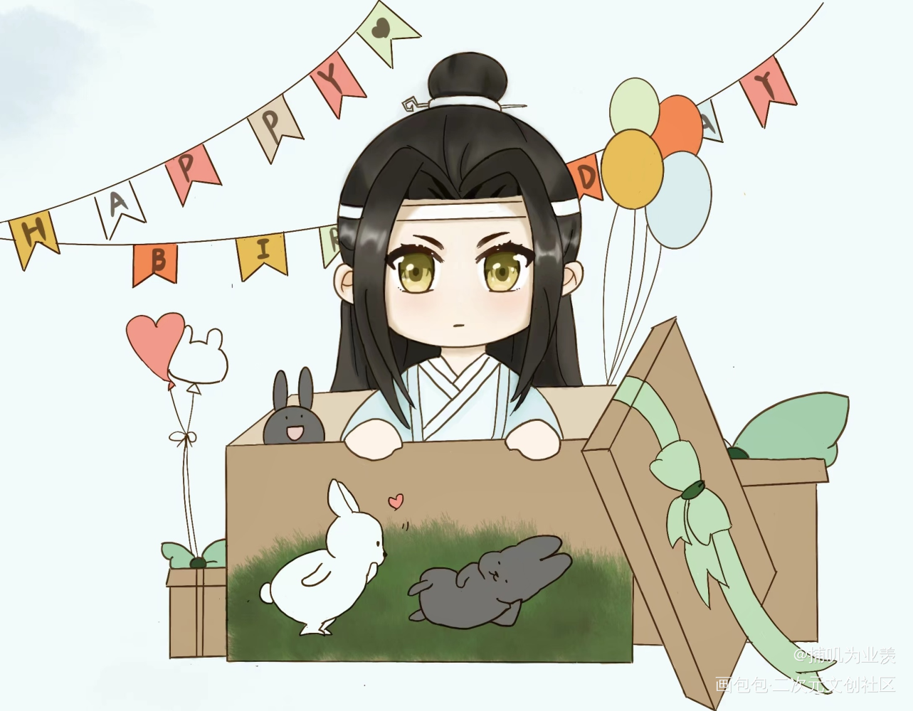 砰！你的其中一个小可爱突然出现_魔道祖师忘羡绘画作品