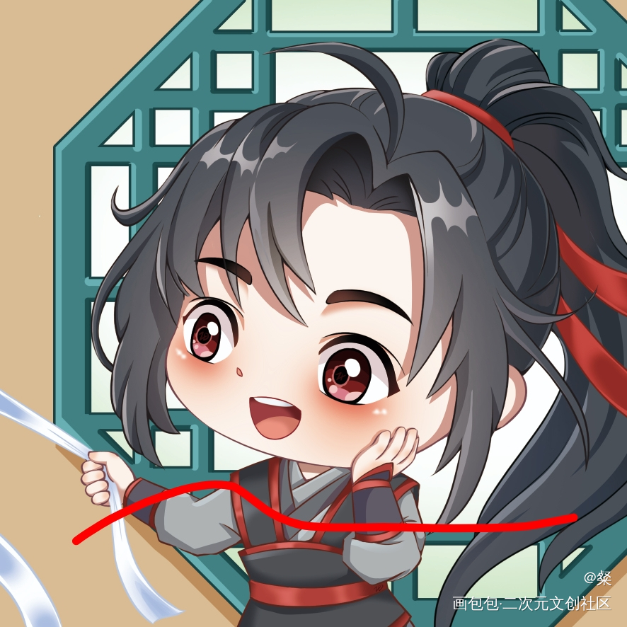 羡羡_魔道祖师忘羡Q版约稿绘画作品