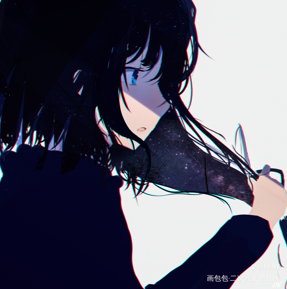 关于她_手绘厚涂日系插画孤寂少女风景板绘插画绘画原创oc绘画作品