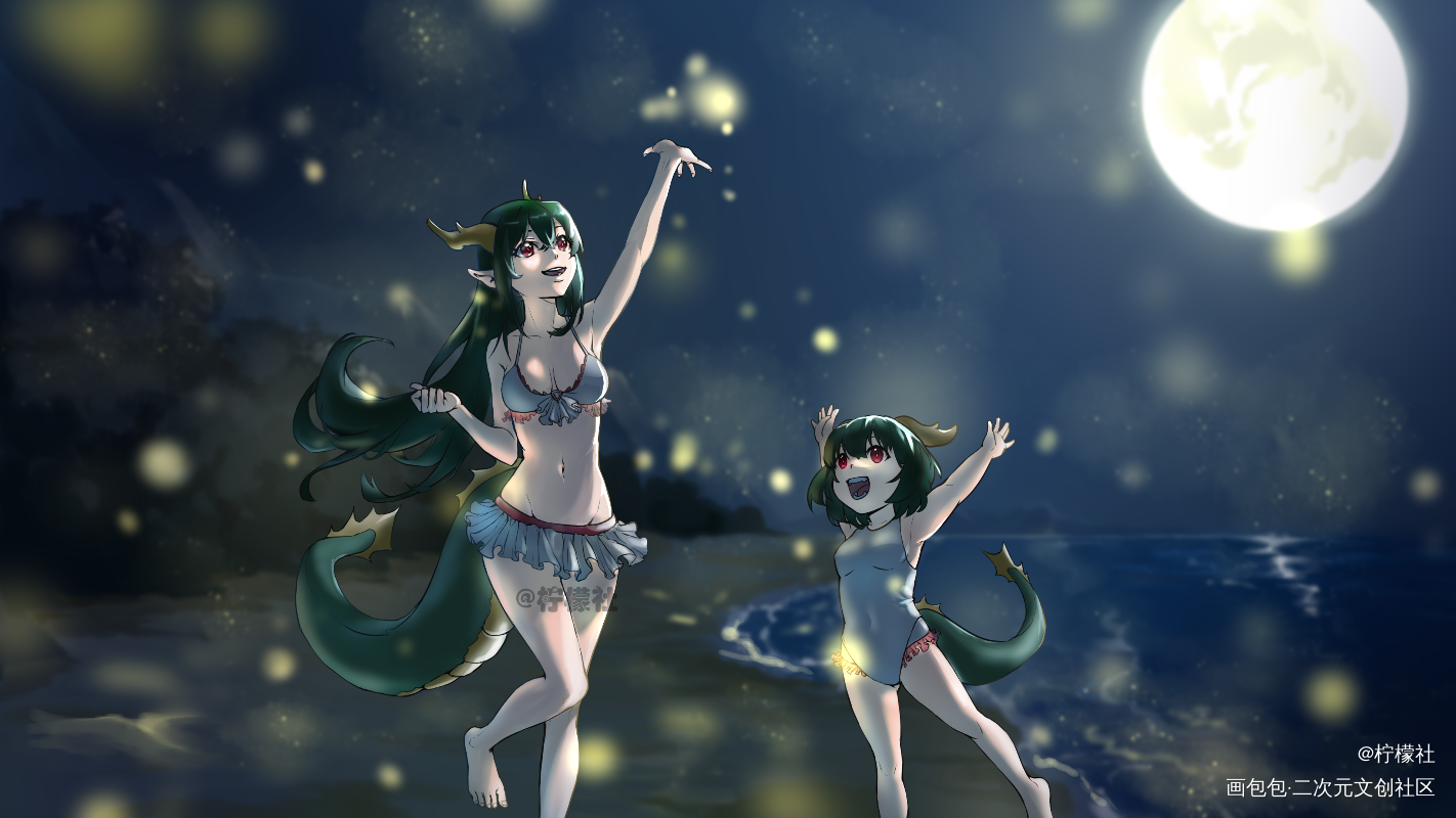 月下精灵_日系绘画作品