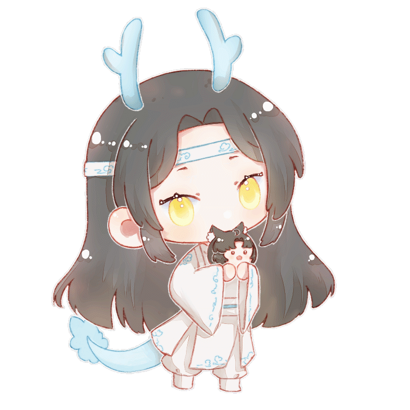 小龙叽和小狐羡团子-小动图_魔道祖师忘羡蓝忘机魏无羡Q版墨香铜臭绘画作品