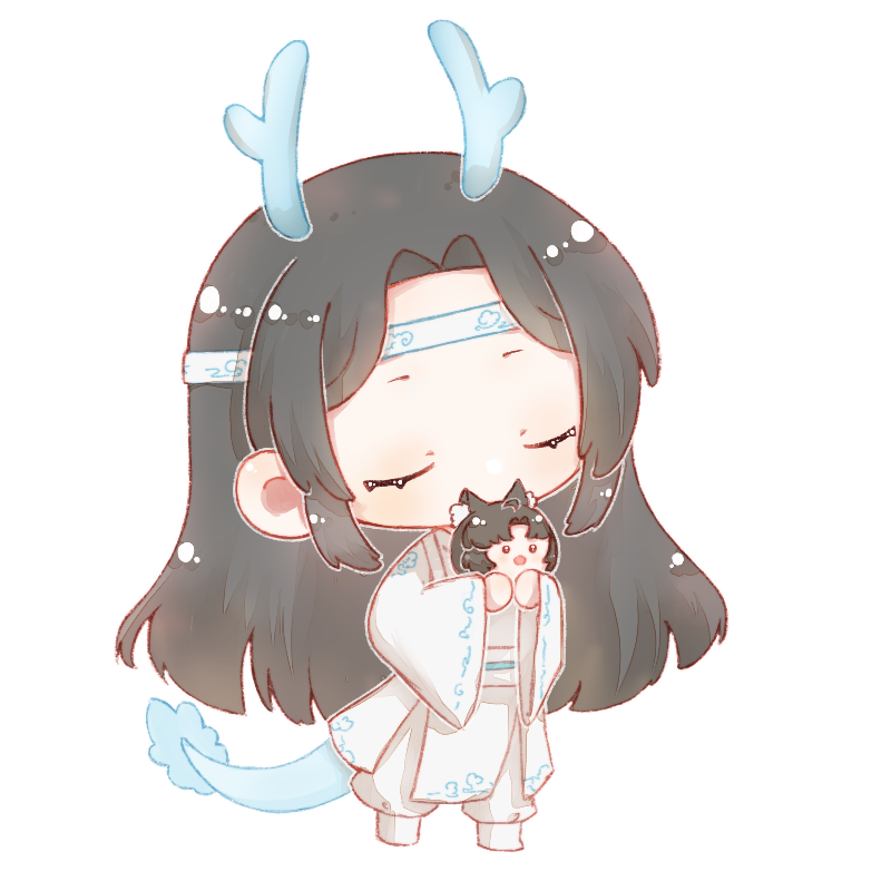 小龙叽和小狐羡团子-小动图_魔道祖师忘羡蓝忘机魏无羡Q版墨香铜臭绘画作品