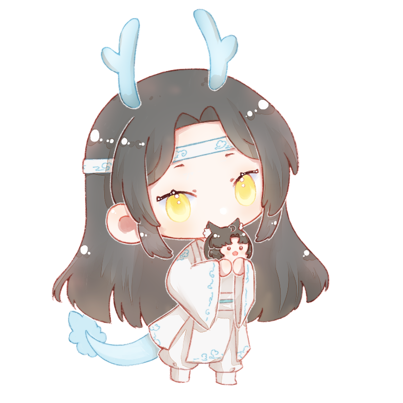 小龙叽和小狐羡团子-小动图_魔道祖师忘羡蓝忘机魏无羡Q版墨香铜臭绘画作品