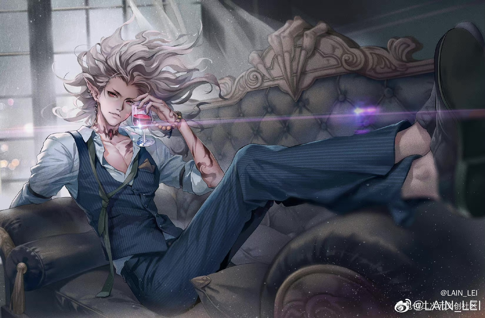 酒吞_阴阳师鬼王酒吞童子绘画作品