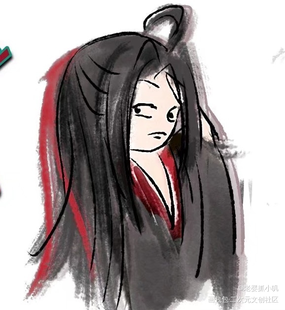 至尊魔道大祖师_魔道祖师魏无羡水墨Q版绘画作品