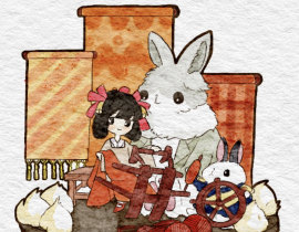 继续动森OC～和兔子先生的贴贴_绘画作品