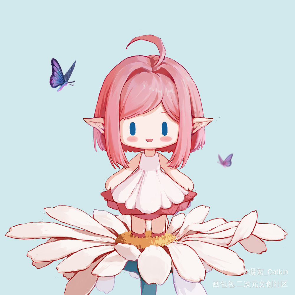 摸个可爱女鹅_苏安倪厚涂日系Q版插画原创oc绘画作品