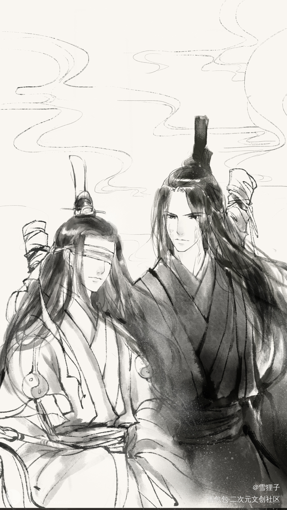 双道长|水墨风条漫_魔道祖师宋晓古风水墨风条漫双道长绘画作品