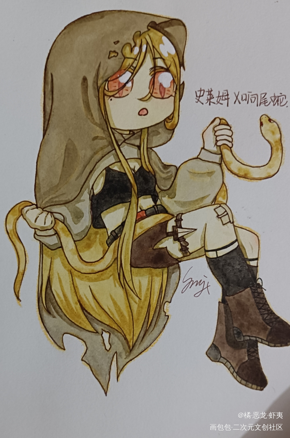 群内盒蛋_手绘水彩Q版绘画作品