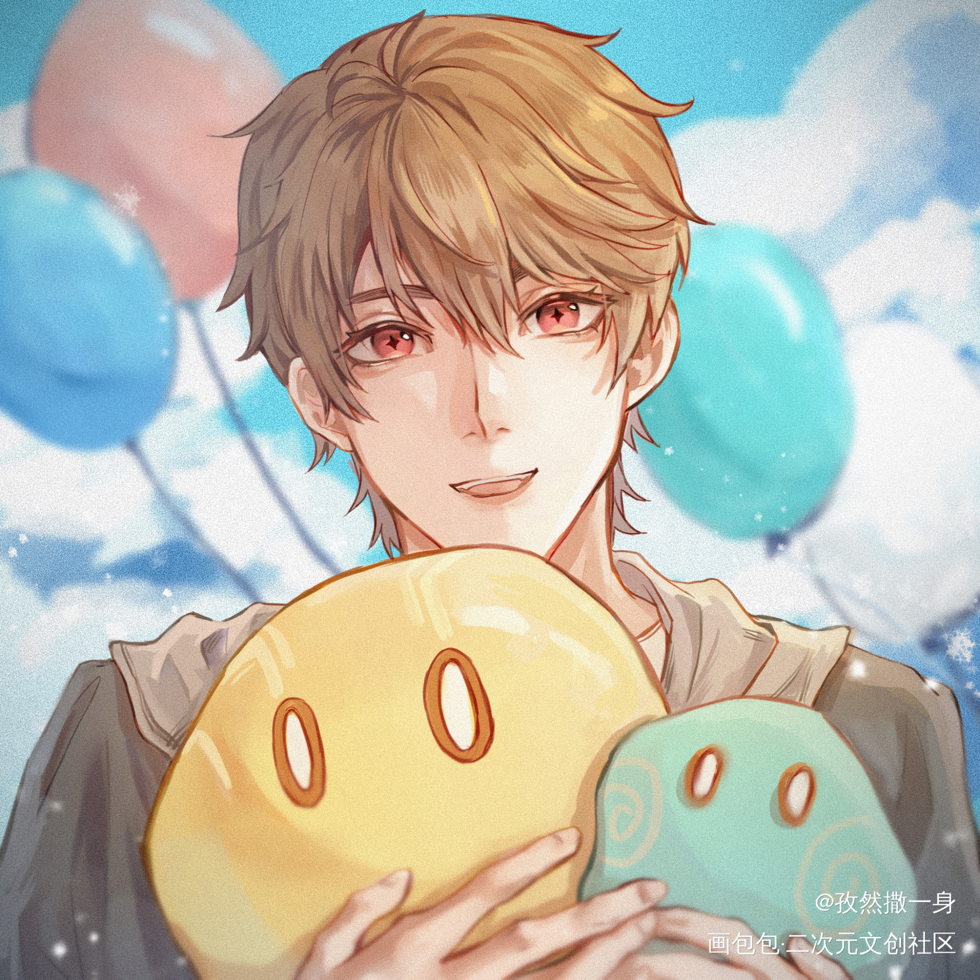 送你一堆史莱姆_未定事件簿夏彦平涂绘画作品