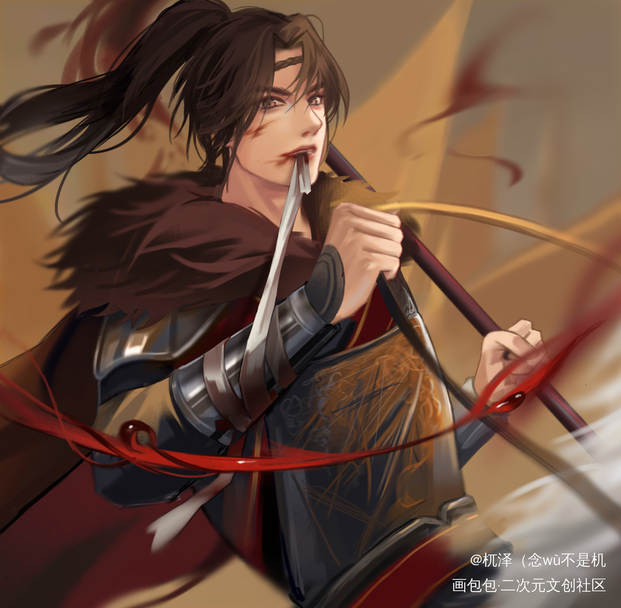 战损策安_将进酒萧策安策舟萧驰野绘画作品
