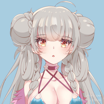 水着可畏_可畏舰娘约稿板绘碧蓝航线头像平涂日系同人绘画作品