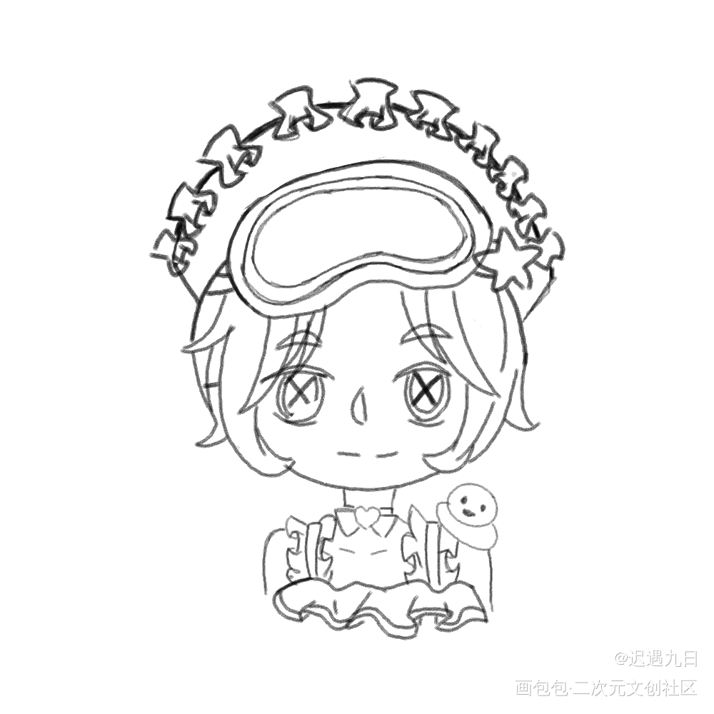_第五人格机械师线稿Q版指绘绘画作品