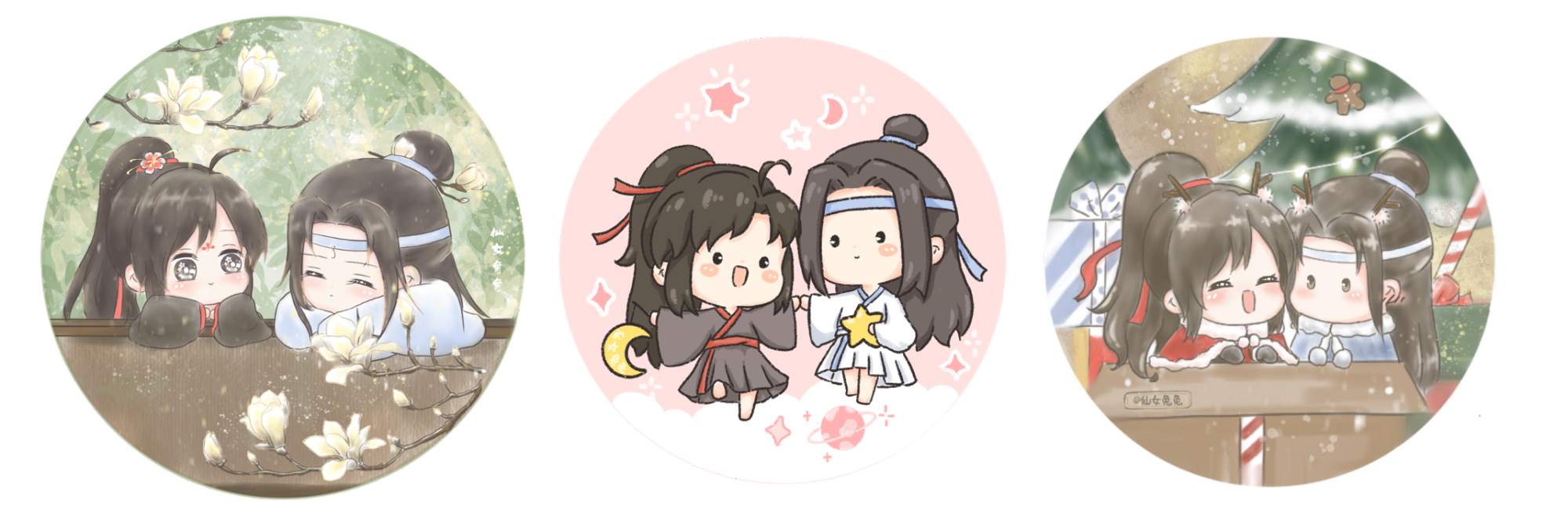 三个吧唧的图_魔道祖师忘羡Q版我要上首推绘画作品