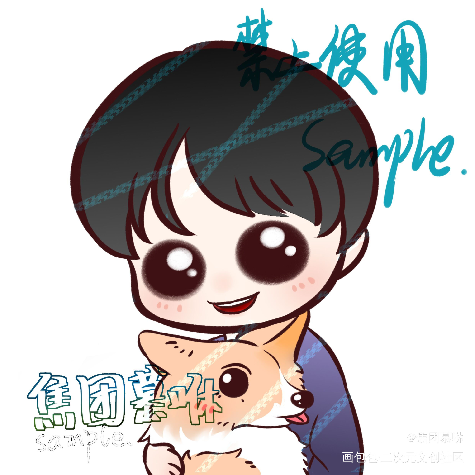 3r稿稿_Q版指绘摸鱼约稿绘画绘画作品