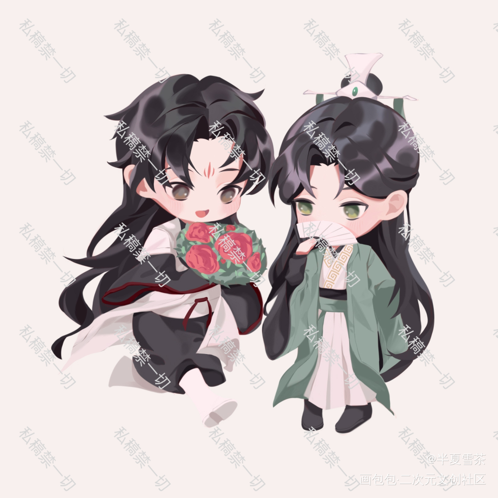 "师尊,你看,这是我为你摘的玫瑰"洛冰河面带微笑,手捧红玫瑰,一路小跑