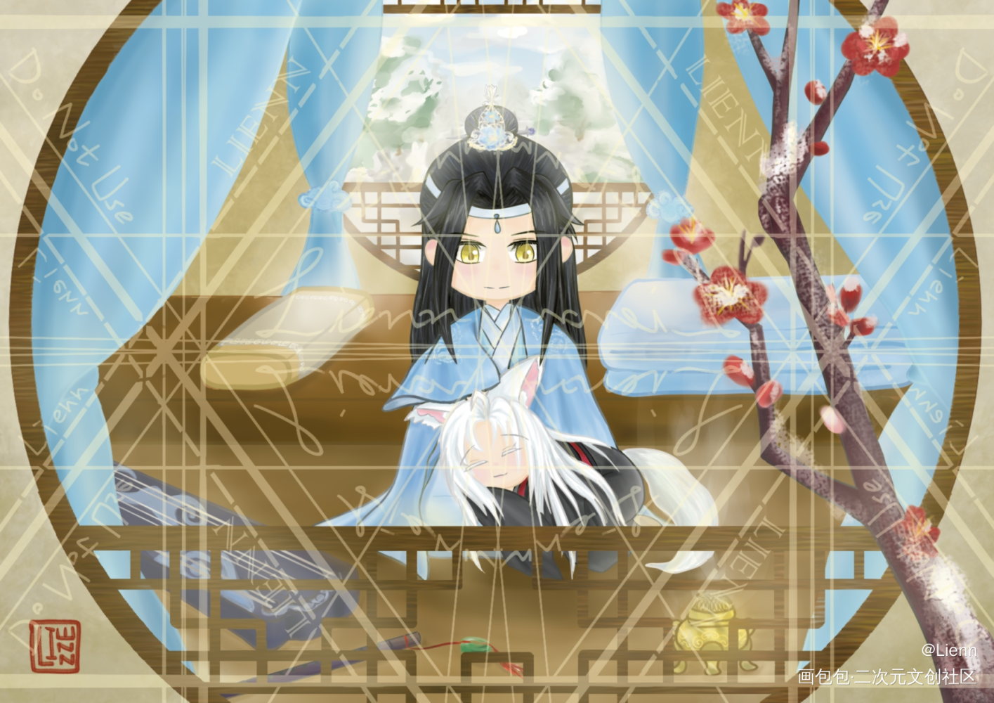 仙君機x狐妖羨_魔道祖师忘羡Q版绘画作品