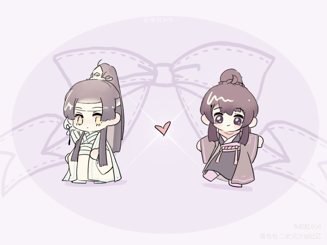 两个小东西_魔道祖师忘羡Q版宝贝绘画作品