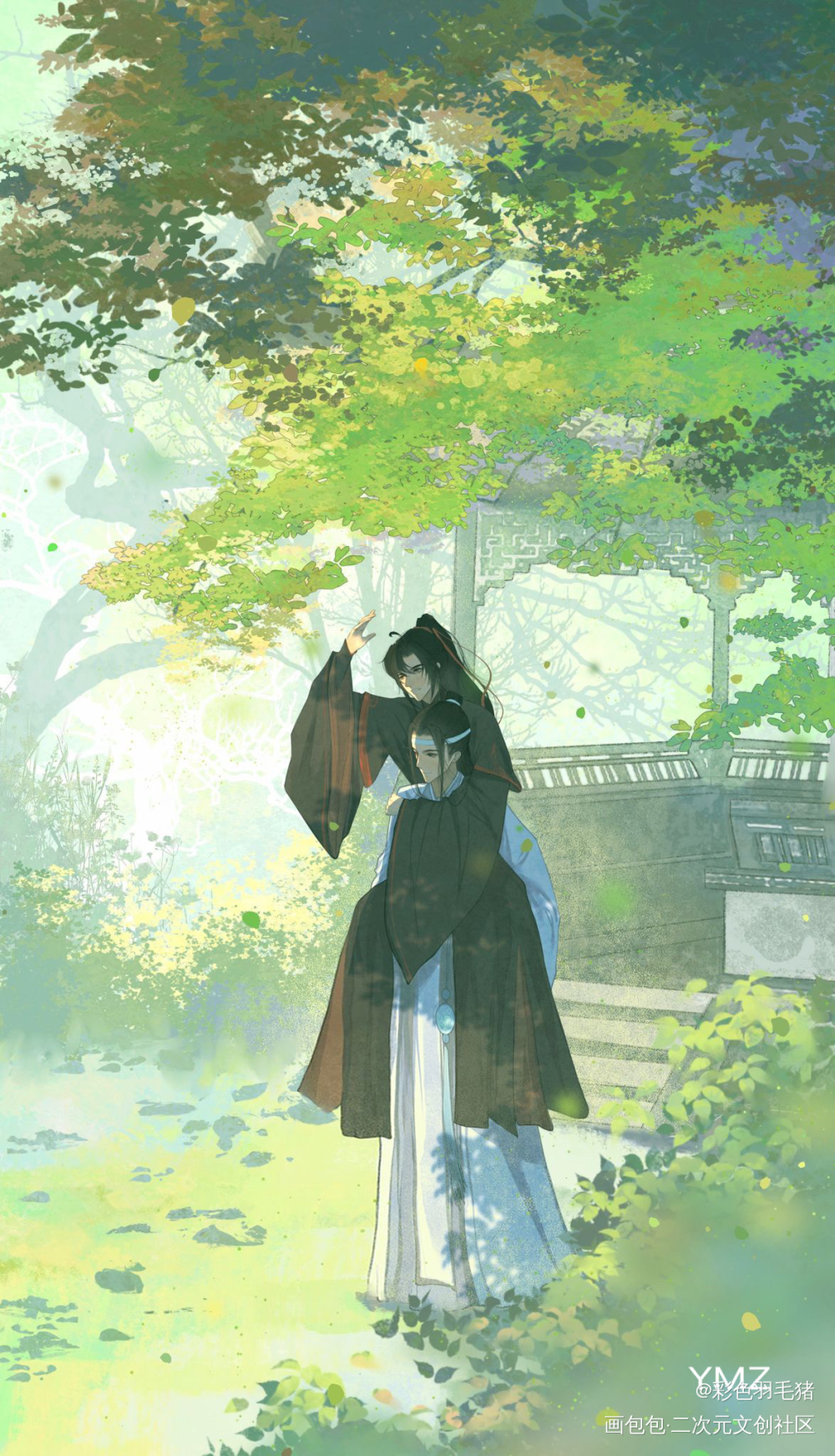 忘羡在树下_魔道祖师忘羡绘画作品