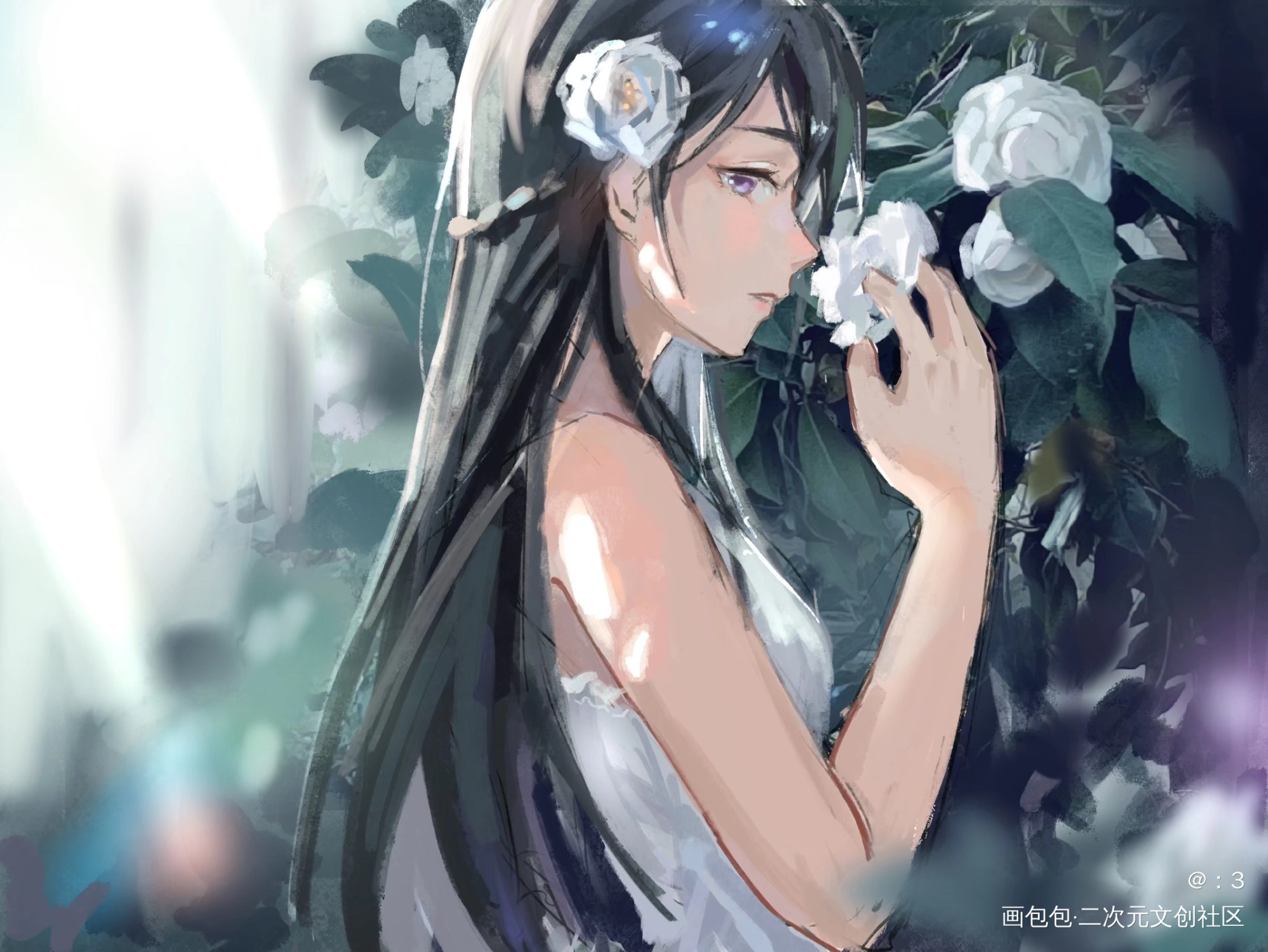 山茶_厚涂日系原创oc绘画作品