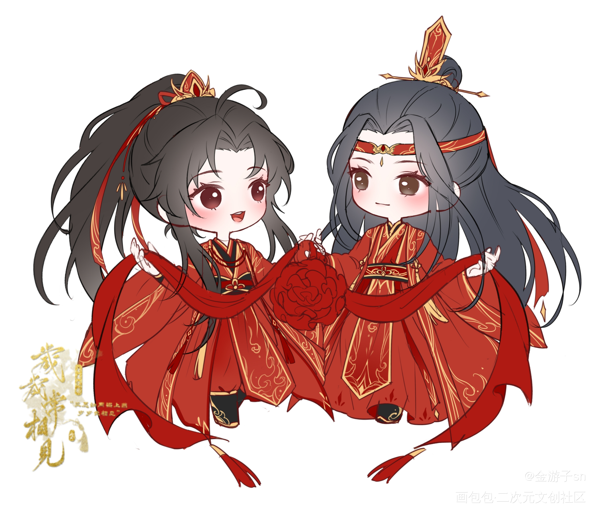 【连理枝】（半成稿）——忘羡_魔道祖师忘羡Q版绘画作品