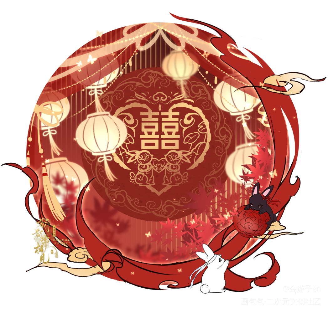 【连理枝背景】（未完成）—忘羡_魔道祖师忘羡Q版绘画作品