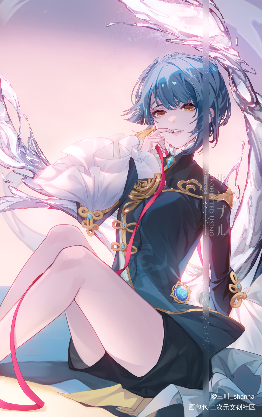 行秋_原神日系插画同人绘画作品