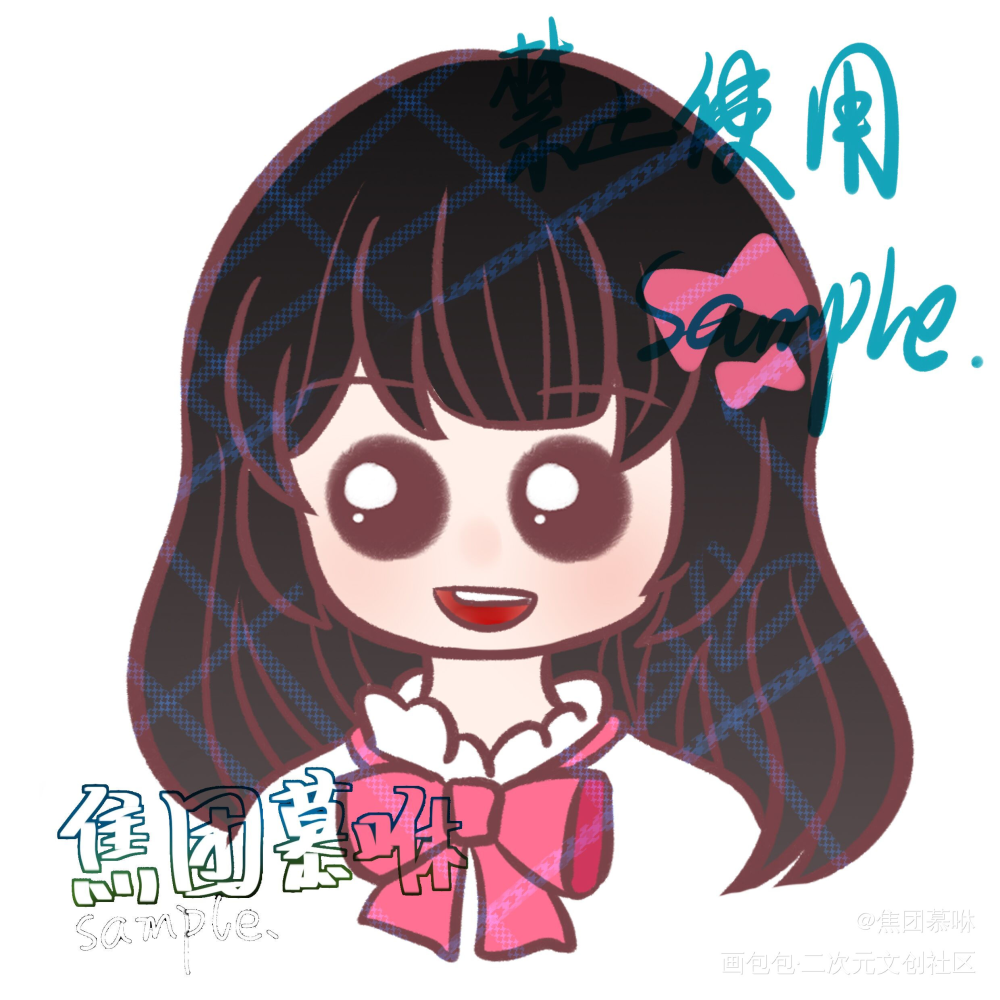 糕稿_Q版指绘摸鱼约稿绘画oc绘画作品