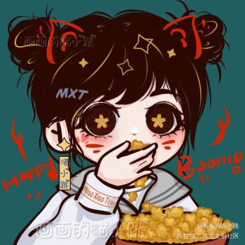 可爱头像【吃货篇-爆米花】_q版头像头像约稿约稿绘画作品