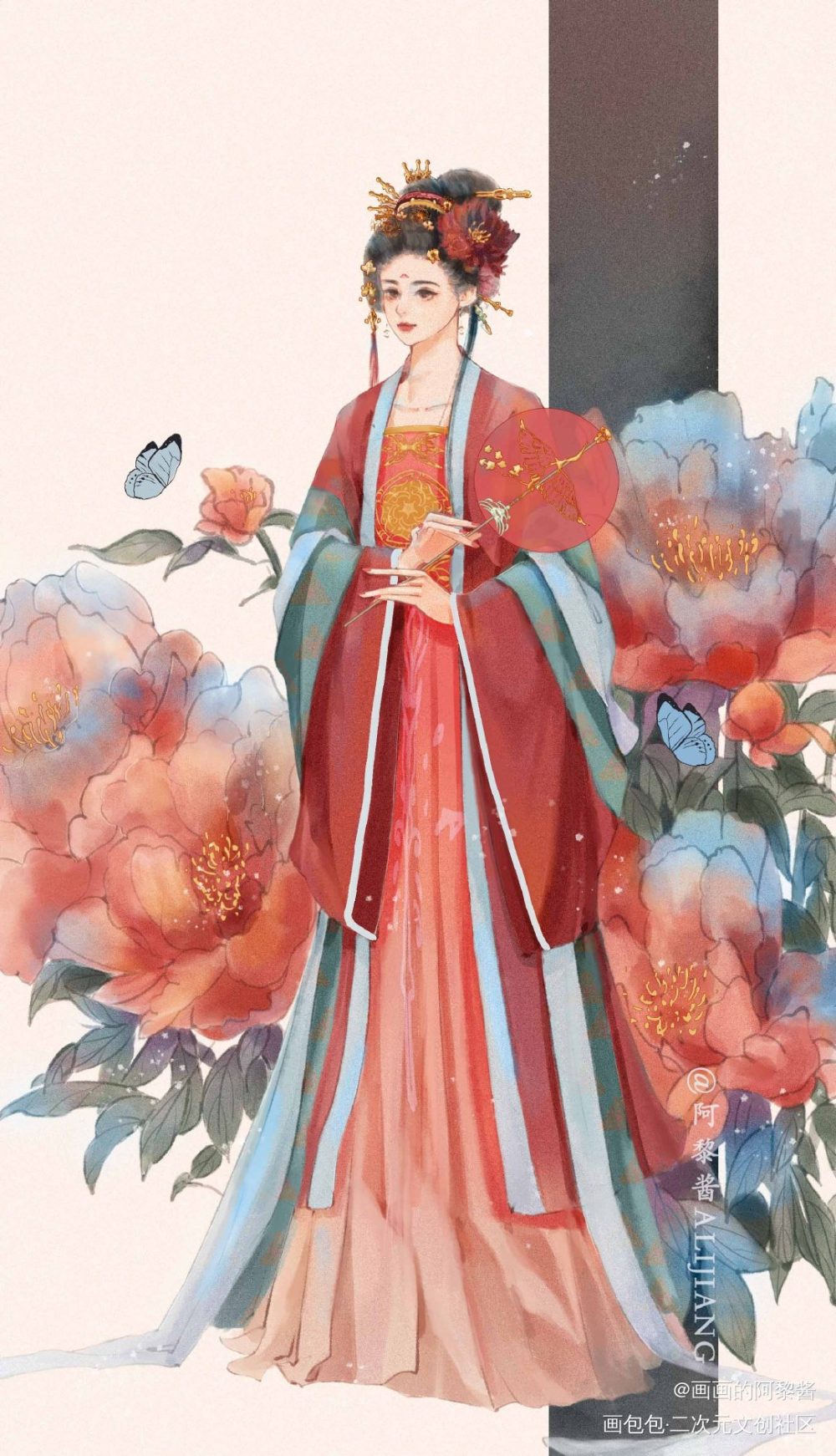 欧花魁同人_明星大侦探古风平涂绘画作品