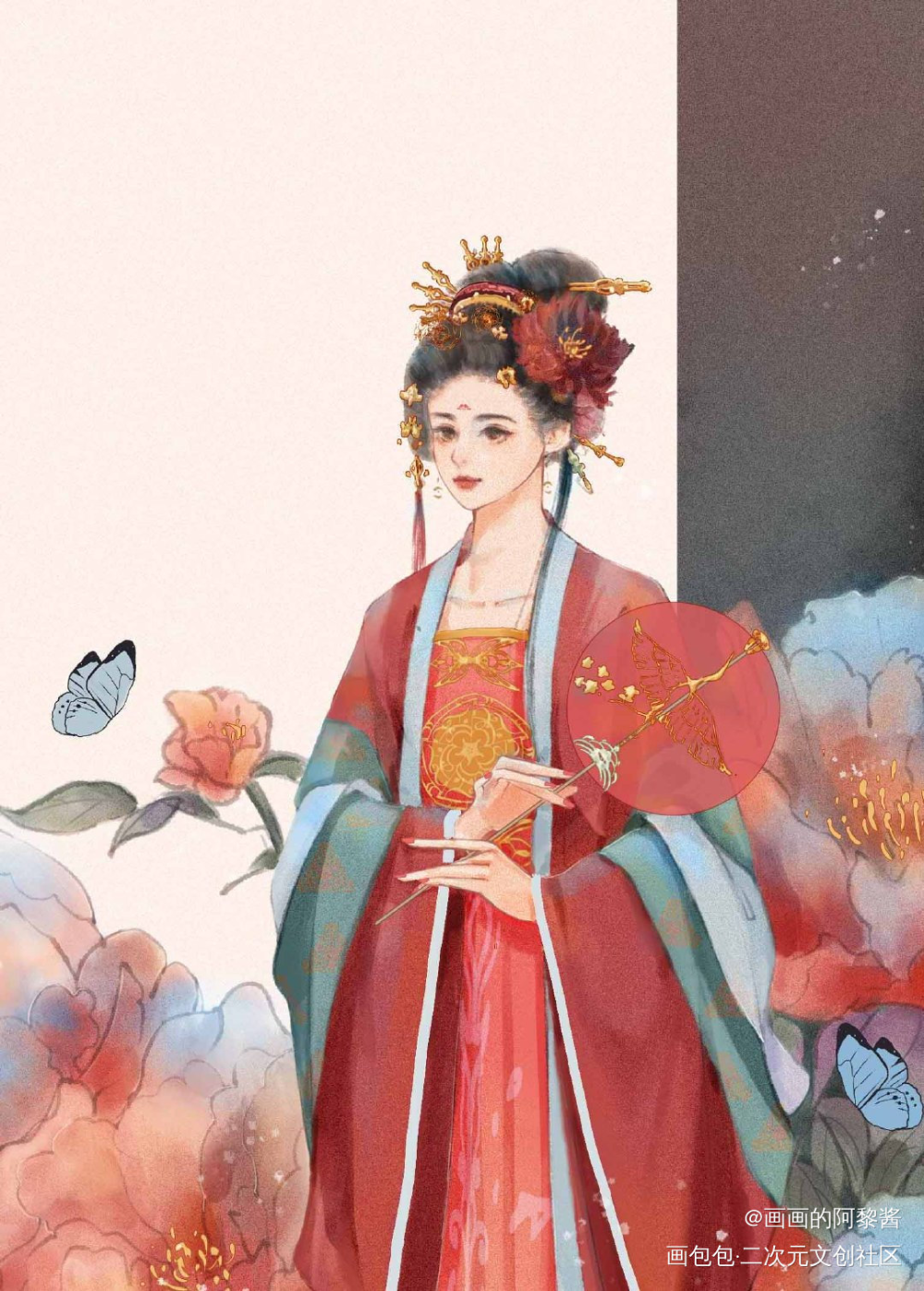 欧花魁同人_明星大侦探古风平涂绘画作品