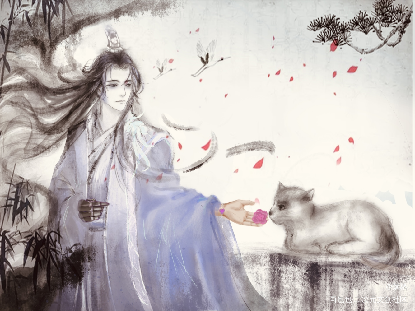 猫…宁_二哈和他的白猫师尊楚晚宁绘画作品