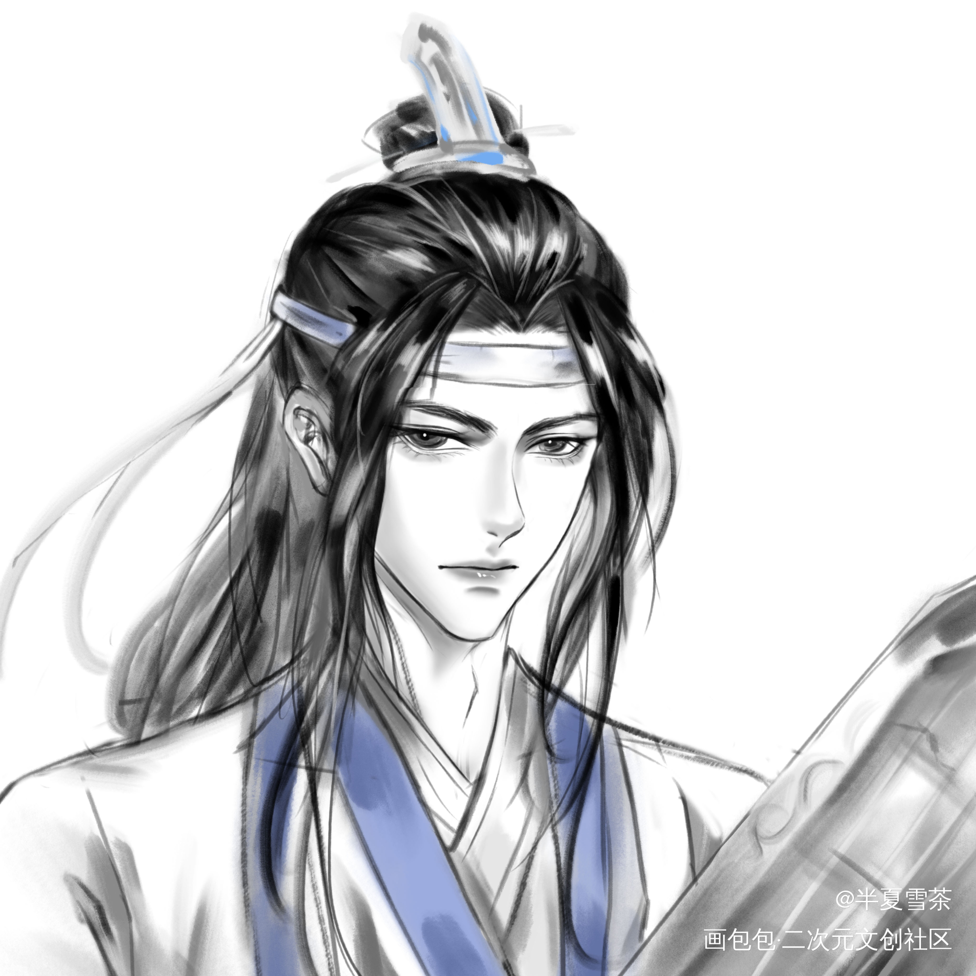 水墨忘机_魔道祖师忘羡蓝忘机古风墨香铜臭绘画作品