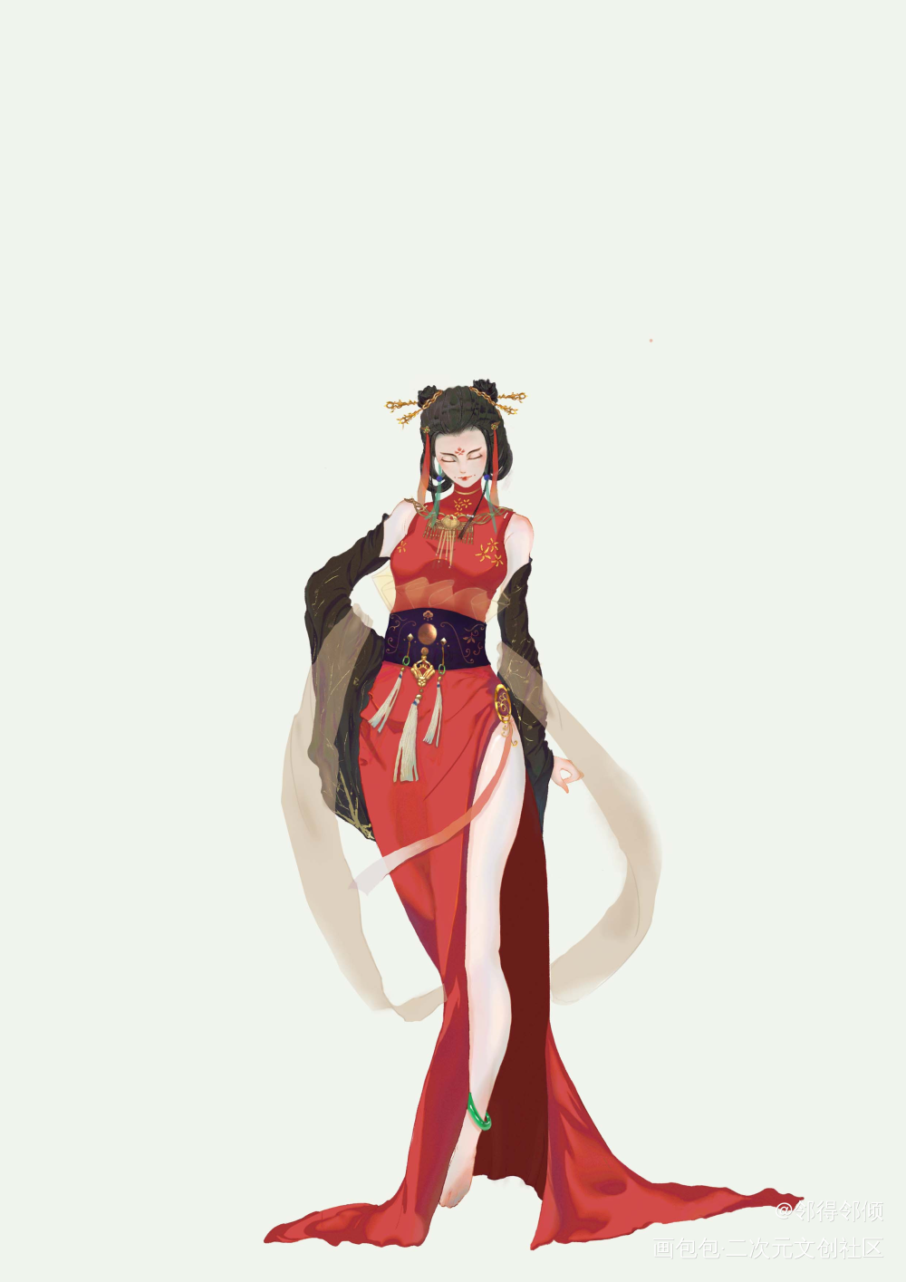 阿元原创角色吧！_古风平涂绘画作品