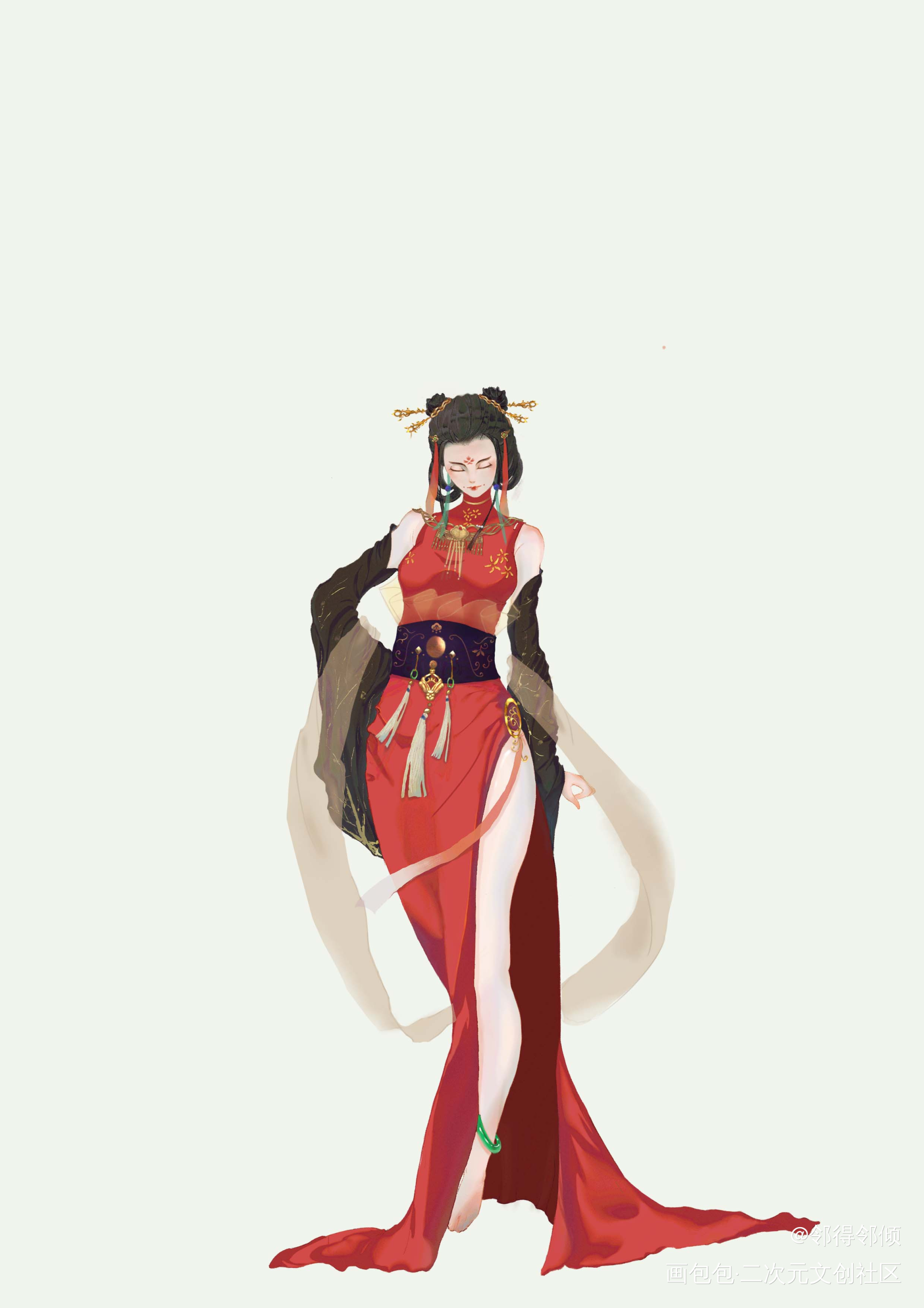 阿元原创角色吧！_古风平涂绘画作品