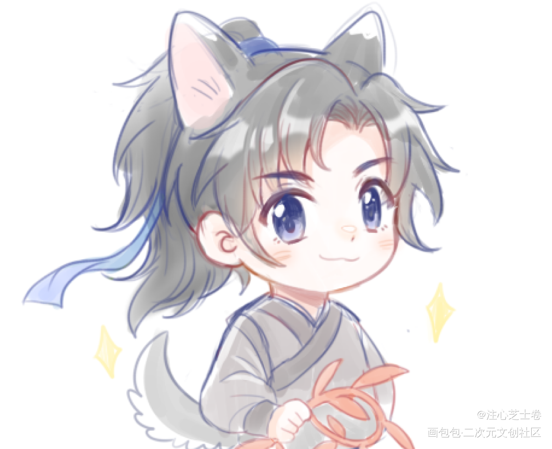狗勾日摸的修狗_二哈和他的白猫师尊墨燃绘画作品