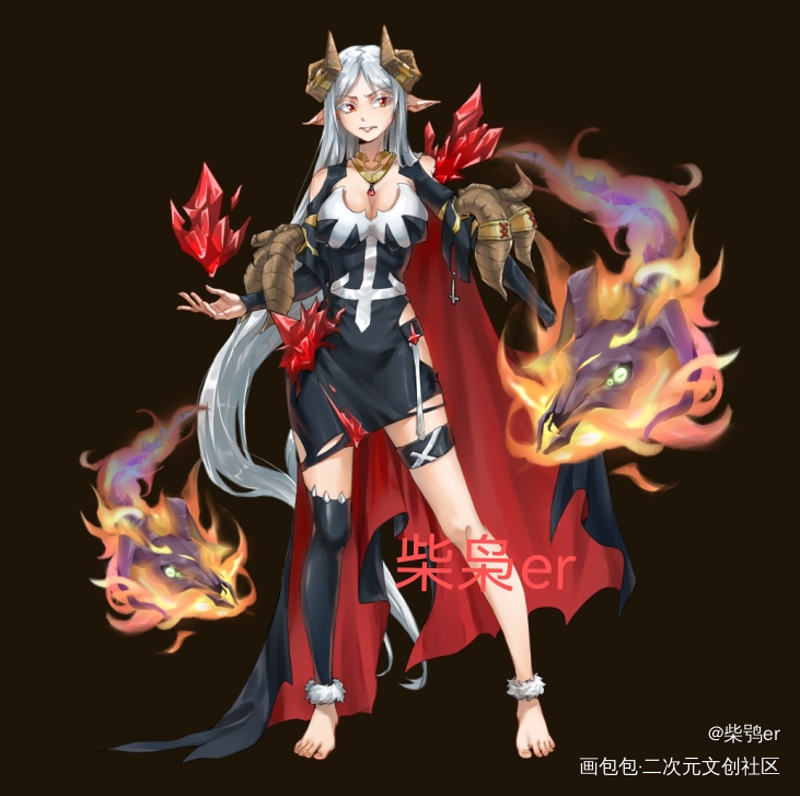 角色练习-血恶魔_立绘平涂板绘绘画作品
