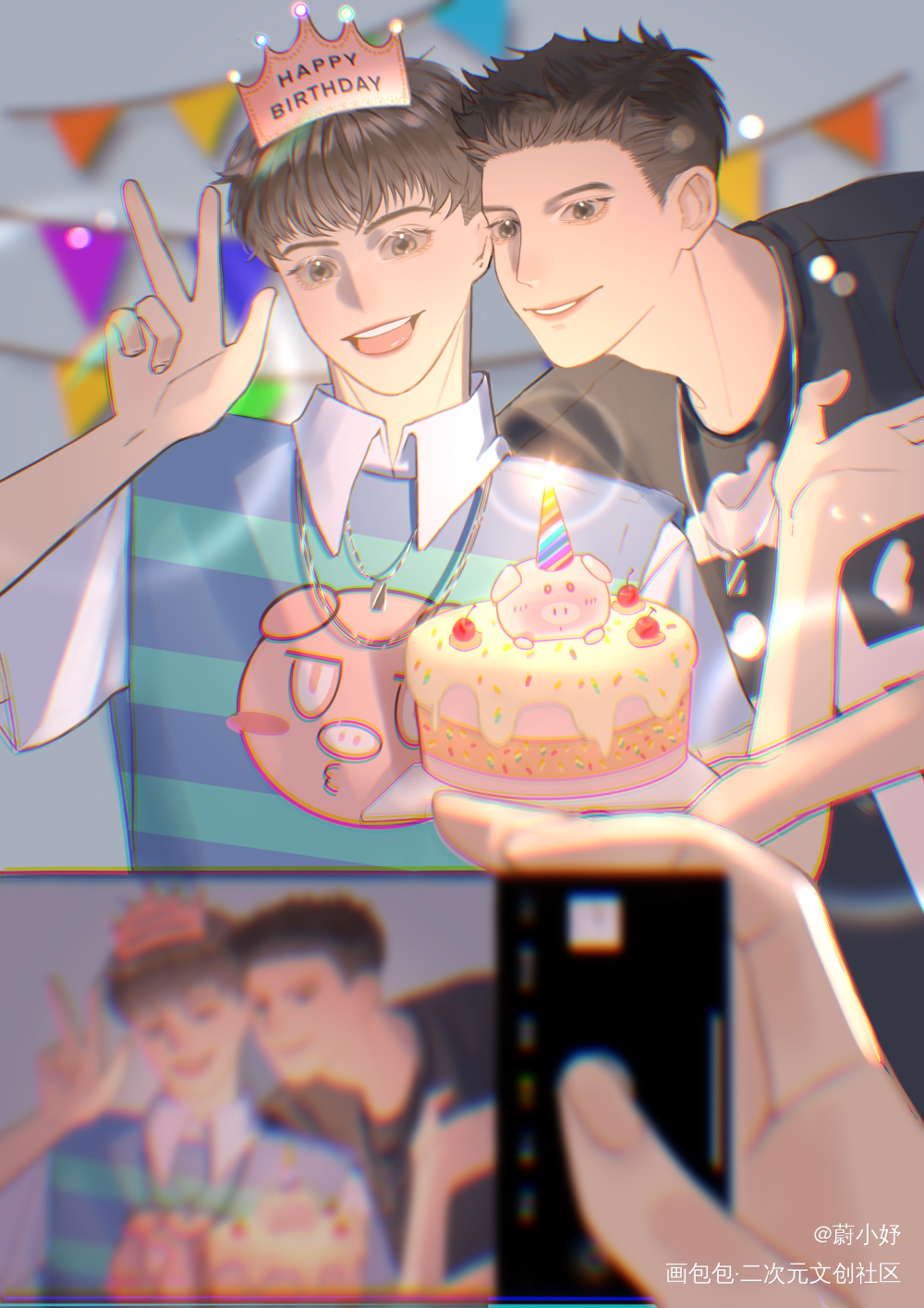 【17:00】白新羽生贺24h_小白杨188男团白新羽俞风城绘画作品