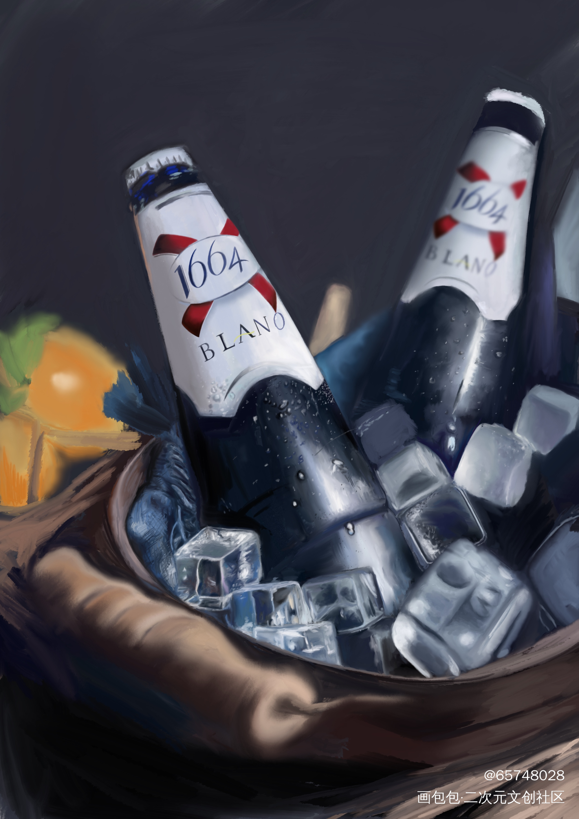 酒瓶子_手绘厚涂绘画作品