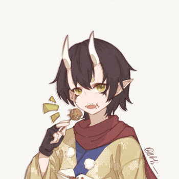 小鱼丸_阴阳师大岳丸日系板绘绘画作品