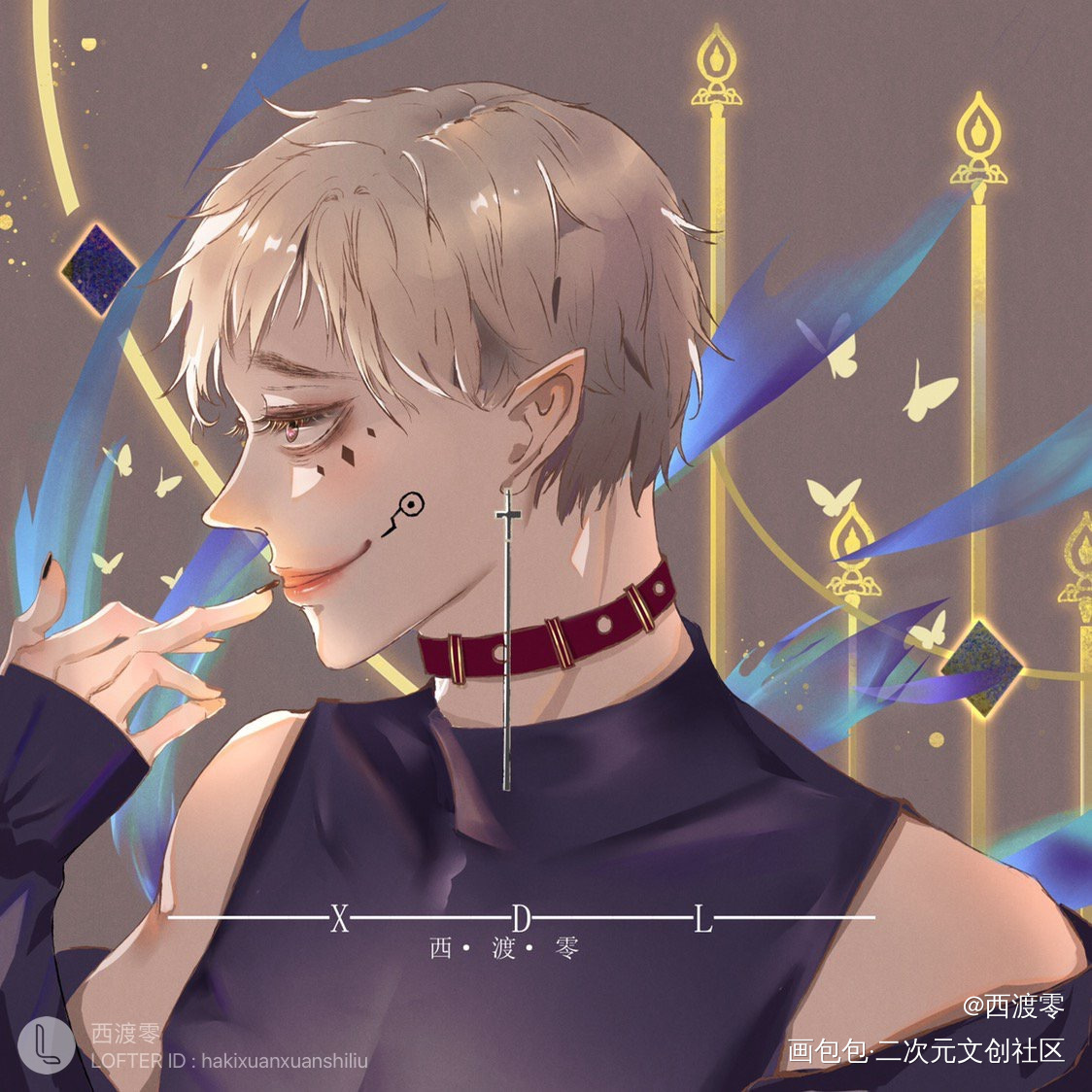 两个头头_狗卷棘厚涂平涂头像绘画作品