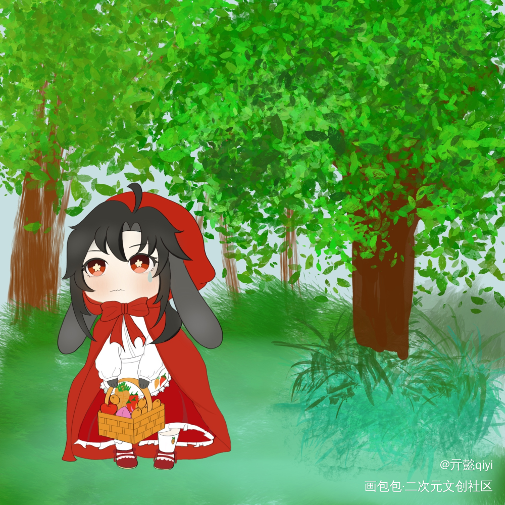 小红帽羡_魔道祖师魏无羡Q版绘画作品