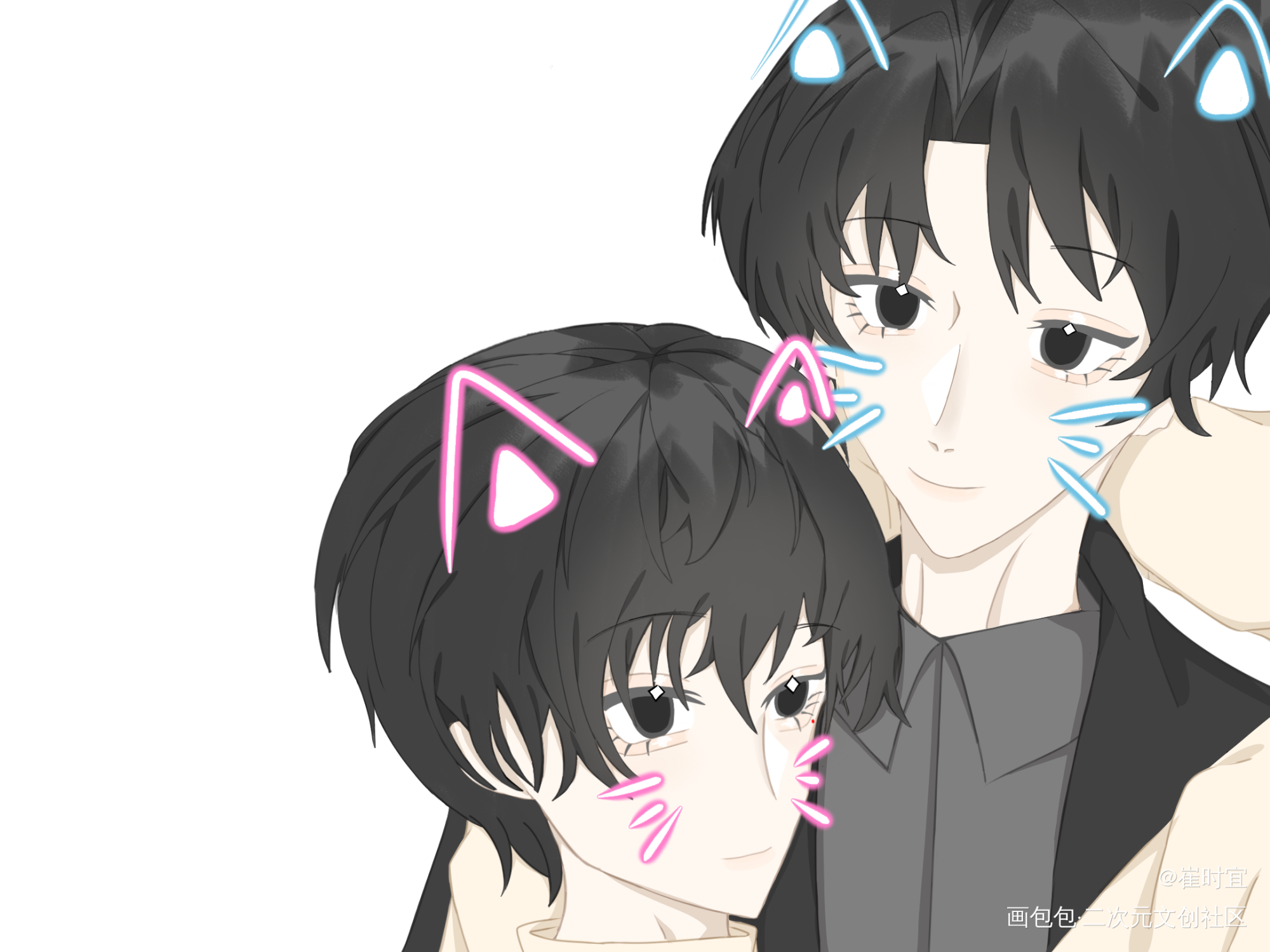 小猫咪，林水程_全世界都在等我们分手绘画作品
