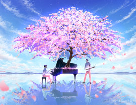 天空之境的樱花_绘画作品