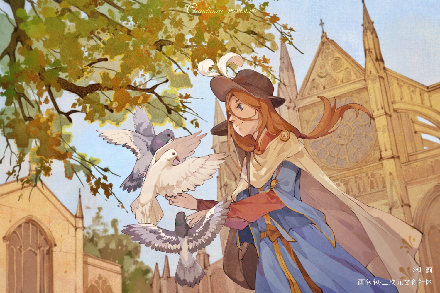 我带着我的崽崽来啦_插画绘画原创oc绘画作品