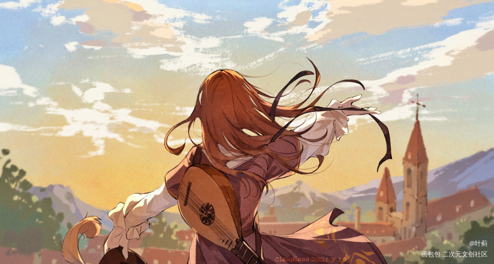 我带着我的崽崽来啦_插画绘画原创oc绘画作品