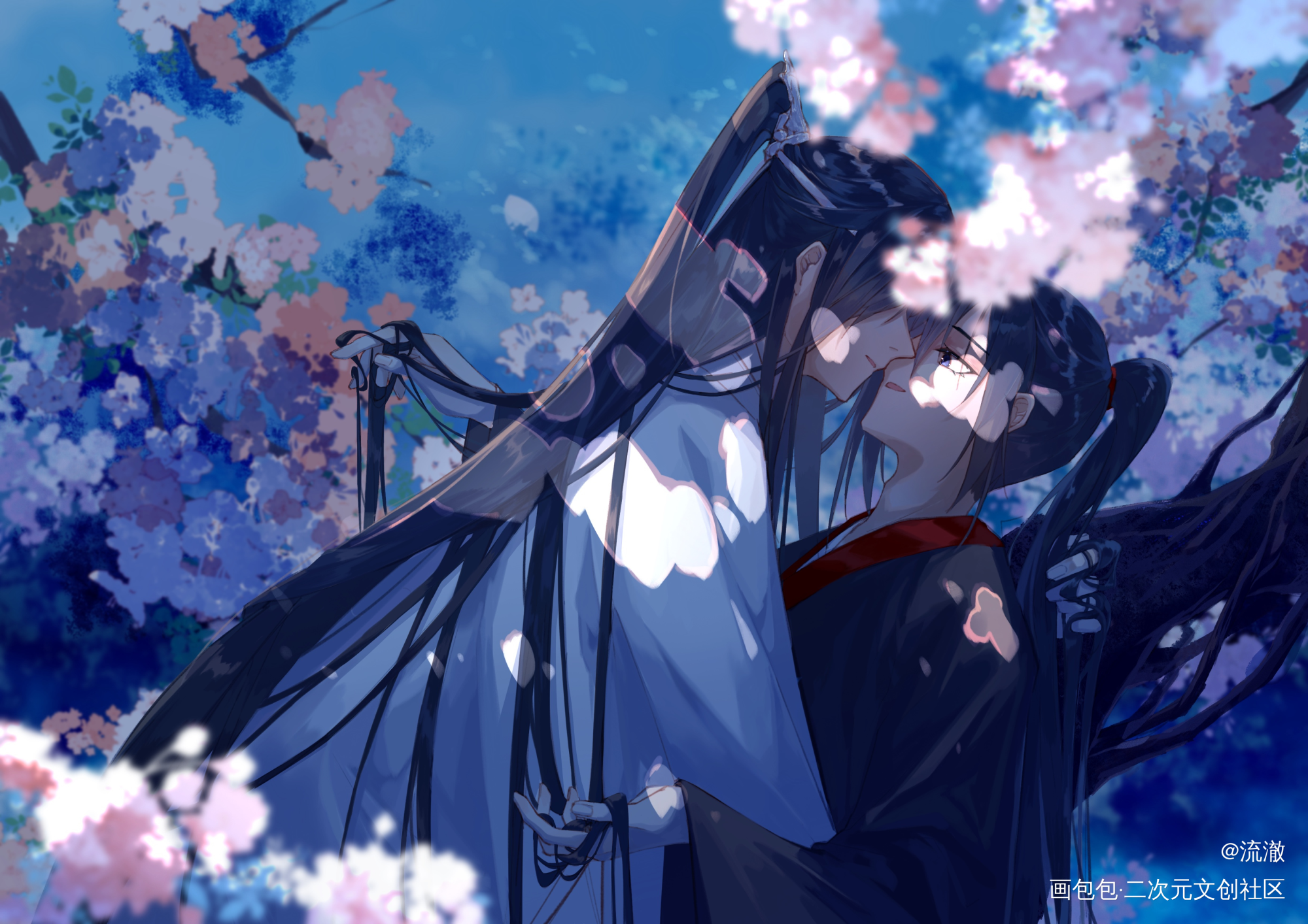 忘羡_魔道祖师忘羡蓝忘机魏无羡古风插画墨香铜臭绘画作品