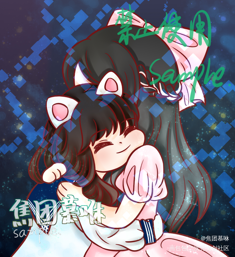 贴贴稿_Q版指绘摸鱼约稿绘画oc绘画作品
